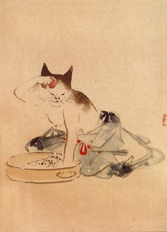Hiroshige, Ando Cat Bathing France oil painting art